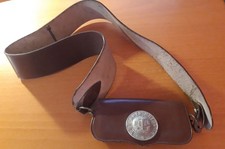 Vintage Boys' Brigade Leather Belt w. Pouch and Two Badges picture