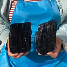 2 pieces 4.51LB Natural Black Tourmaline Mineral Quartz Crystal Healing 6697 picture