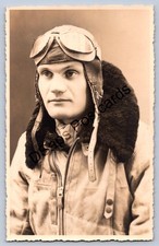 K58/ Interesting RPPC Postcard c1910 Early Airplane Pilot Goggles Leather 507 picture