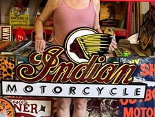 Vintage Style Metal Sign Indian Motorcycles NOT Porcelain 48x24 Made USA picture