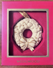 NEW Wedgwood Bisque Christmas Wreath Ornament in Box picture