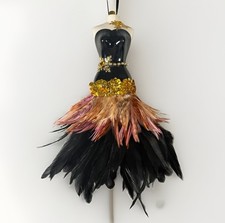 Vintage Feather Dress Form Mannequin Ornament Wall Hanging Unique Creations SF picture