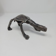 Signed Vintage Scrap Metal Turtle Long Neck Figurine Unique Kitschy Animal Art picture