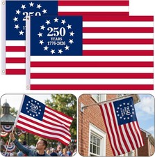 EBaokuup 2 Pcs USA 250th Anniversary Flag, 3 x 5 Ft Double-Sided 1776-2026 Patri picture
