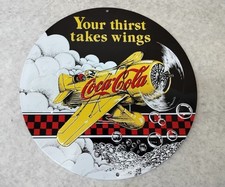 Ande Rooney Signs Coca-Cola Gee Bee Your Thirst Takes Wings Embossed Tin Sign picture