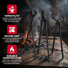 Blacksmith Tongs Set , V-Bit Blade Tongs, Flat Tongs and Blade Tongs for Forging picture