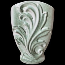 Vintage Mid-Century Royal Haeger Hand-Crafted Pottery 8.5” Vase Fan Floral Wave picture