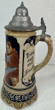 Vintage Hand Painted Reinhold Merkelbach Pewter Lid Beer Stein GRM - Germany picture