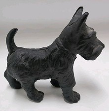 Vintage 1930's Cast Iron Standing Black Scottish Scottie Terrier Dog Paperweight picture
