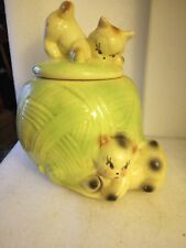 Genuine American Bisque Vintage Cookie Jar Kittens on Ball of Yarn 1940's or -50 picture