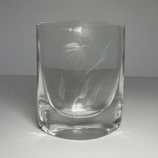 Vintage Heavy Crystal Small Vase 4.5” Grass/Flower Motif Small Imperfection picture