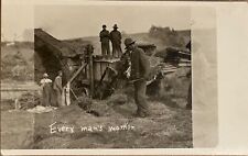 RPPC Men with Farmers Threshing Machine Antique Real Photo Postcard c1910 picture