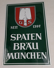 Vintage Spaten Brau Munchen Munich Germany Brewery Porcelain Tin Sign 24x15 picture