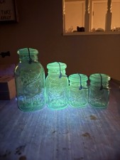 Antique + Bicentennial Ball Ideal Jar Set – All Four UV Reactive Glass” picture
