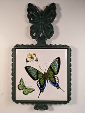 Vintage Japenese Porcelain/ Cast Iron Butterfly Trivets 60s-70s picture