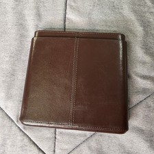 Vintage Donatus Solingen Leather Cigar Case Brown Wood Lined Travel Humidor picture
