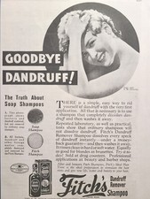 Vintage Print Ad 1937 Fitch's Dandruff Remover Shampoo Pretty Girl Des Moines IA picture