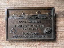Vintage Palo Verde AZ Nuclear Power Station Heavy Bronze Paperweight 1985 picture