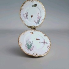 Vintage Gilman Gold Gilt Aquatic Scene Plates Gilman Collamore NY Union Square.  picture