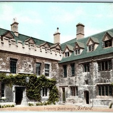c1910s Lincoln Quadrangle Oxford England Postcard College Dormitory Chimney A372 picture
