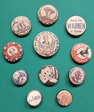 Vintage Political Campaign Pinback Button Lot 11pc Roosevelt Debs Harding Palmer picture