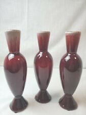 3 Global Views Red Maroon Dip Glaze Pottery Table Bud 8