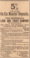 The Minnesota Loan & Trust Co Of Minneapolis EA Merrill 1888 MN Clipping 5AK9-6 picture