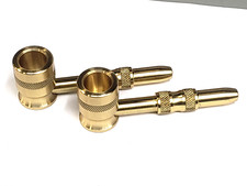 TWO LARGE SOLID BRASS  SMOKING PIPES *TWO PACK*  MADE IN USA  LARGE  BOWLS picture