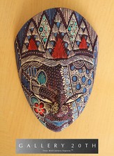 EPIC MID CENTURY POLYCHROME GODDESS MASK JAVANESE FOLK ART WALL SCULPTURE VTG picture