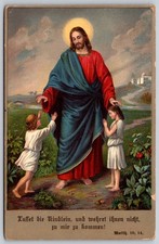 Jesus & Children Biblical Chromolithograph Postcard M&L Printed in Germany F409 picture
