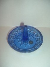 L.E. Smith Glass Blue Moon and Star Ring Dish picture