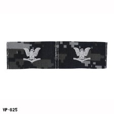 PAIR USN BDG NWU Blue Digital Collar Patches Petty Officer 3rd Class PO3 E-4 picture