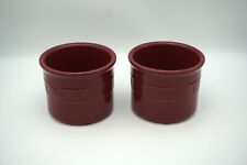 Longaberger Pottery Woven Traditions Paprika Red 1 Pint Salt Crock Lot of 2 USA picture