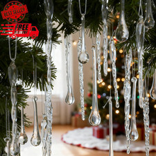 64 Pcs Handmade Glass Icicle & Teardrop Christmas Ornaments, Crystal Decor picture