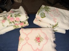 VTG Shabby Pink Rose Floral Bath Towels  100% Cotton Vtg Cottagecore picture