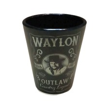 Waylon Outlaw Country Legend Black Decorated Novelty Glass Shot Glass Music picture