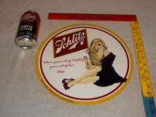 VINTAGE SCHLITZ BEER WOMAN MILWAUKEE WISCONSIN 1' METAL ADVERTISING GAS OIL SIGN picture