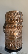 Antique Victorian Repousse Copper Coal Scuttle with Handle 20” picture