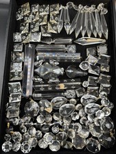 101 Pieces Antique & Vintage Chandelier Crystals- Intaglio, Colonial Prisms picture