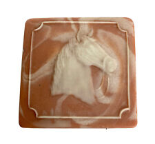 Vintage Pink Cast Incolay/Marble Resin Square Trinket/Jewelry Box - Horse picture