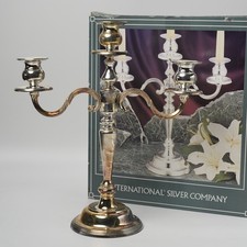 Vintage International Silver Company Silverplated 3-Light Candelabra 14.25