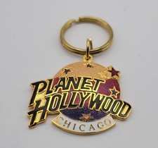 VTG 1990s Planet Hollywood Restaurant Chicago Gold Tone Enamel Keychain NOS picture