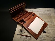 Antique Style Folding Writing Slope Lap Desk Box with Inkwell Pen Ink picture
