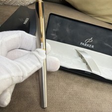 NOS PARKER Inflection 45112 Stainless Steel W/Gold Trim Fountain Pen Fine Point picture