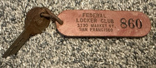 Vintage FEDERAL LOCKER CLUB 1130 Market St. SAN FRANCISCO Fob Key WWII  Wartime picture