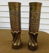 RARE ORIGINAL WWI U.S. ARMY 103RD VETERINARY CORPS TRENCH ART SHELLS MATCHED SET picture