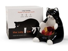 The Lazy Cat Catch-All Ceramic Dish Black & White Tuxedo Candy Jewelry NEW picture