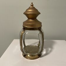 VTG Hazel Atlas Brass & Glass Lantern Canister 12” Lid Still Screws On picture