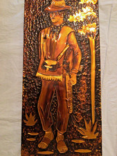 2 VTG Copper 'Repousse' Folk Art Hand crafted Relief Artwork from South America picture