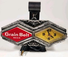 Vintage Grain Belt Beer Lighted Cash Register Clock Sign 1960s (For Restoration) picture